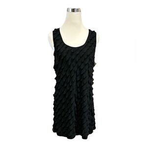 Janeric Women’s Black Sleeveless Top Blouse Diagonal Ruffles Size L